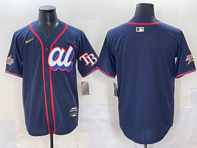 Men 2025 Tampa Bay Rays Blank Drak Blue All star Nike MLB Jersey style 02